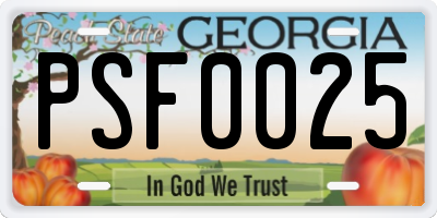 GA license plate PSF0025
