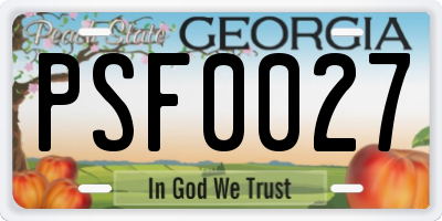 GA license plate PSF0027