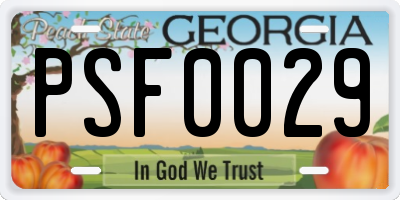 GA license plate PSF0029
