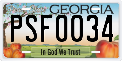 GA license plate PSF0034