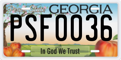 GA license plate PSF0036