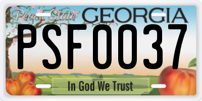 GA license plate PSF0037