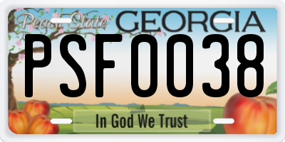 GA license plate PSF0038