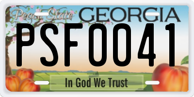 GA license plate PSF0041