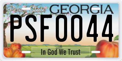 GA license plate PSF0044