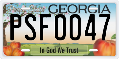 GA license plate PSF0047