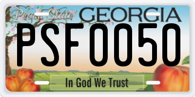 GA license plate PSF0050
