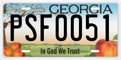 GA license plate PSF0051