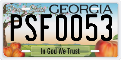 GA license plate PSF0053