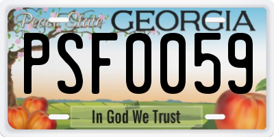 GA license plate PSF0059