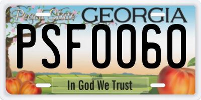 GA license plate PSF0060