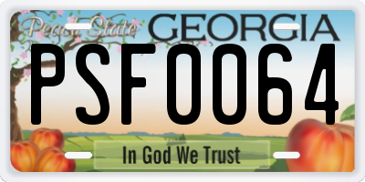 GA license plate PSF0064