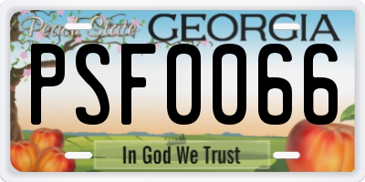 GA license plate PSF0066