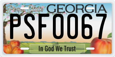 GA license plate PSF0067