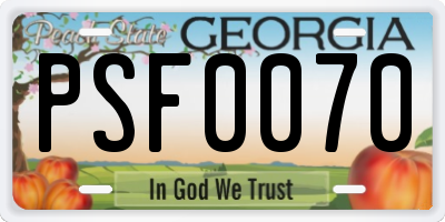 GA license plate PSF0070