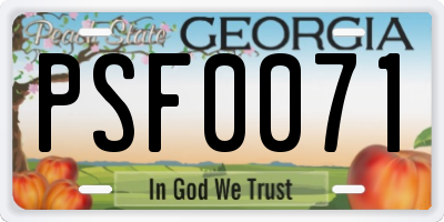 GA license plate PSF0071