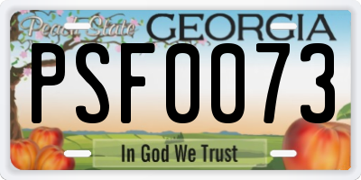 GA license plate PSF0073