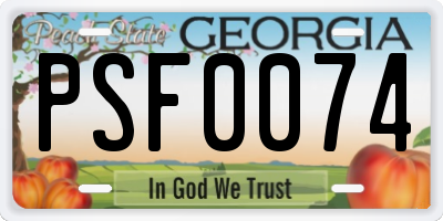 GA license plate PSF0074