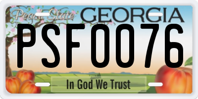 GA license plate PSF0076