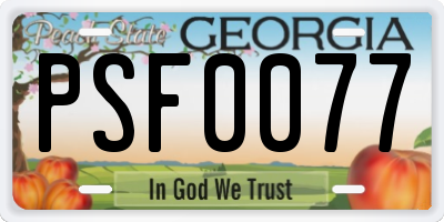 GA license plate PSF0077