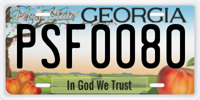 GA license plate PSF0080