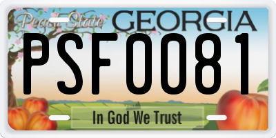 GA license plate PSF0081