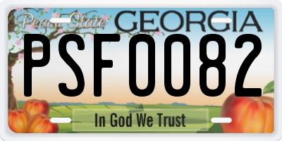 GA license plate PSF0082
