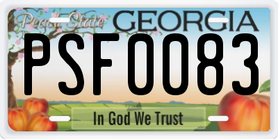 GA license plate PSF0083