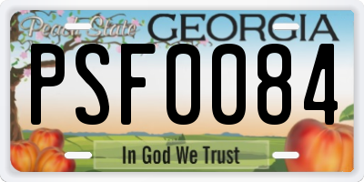 GA license plate PSF0084