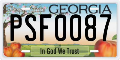 GA license plate PSF0087