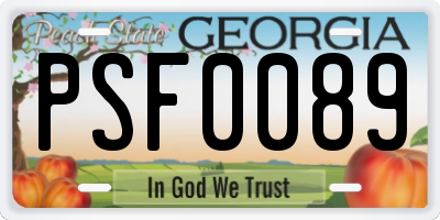 GA license plate PSF0089
