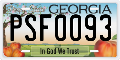 GA license plate PSF0093