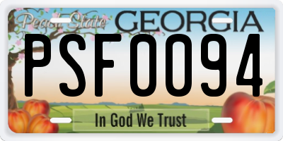 GA license plate PSF0094