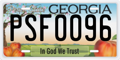 GA license plate PSF0096