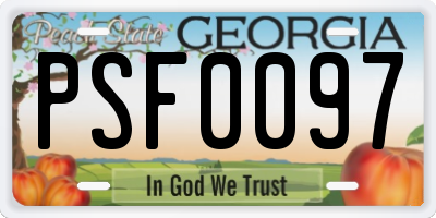 GA license plate PSF0097