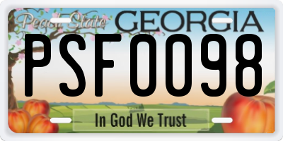 GA license plate PSF0098