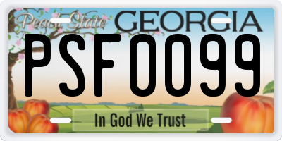 GA license plate PSF0099