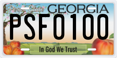 GA license plate PSF0100