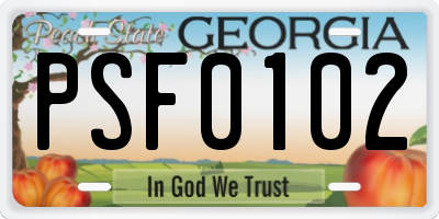 GA license plate PSF0102