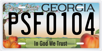 GA license plate PSF0104