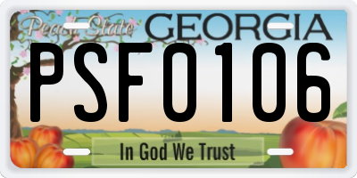 GA license plate PSF0106