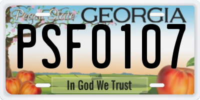 GA license plate PSF0107
