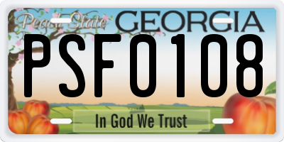 GA license plate PSF0108