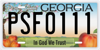 GA license plate PSF0111
