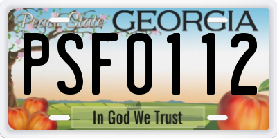 GA license plate PSF0112