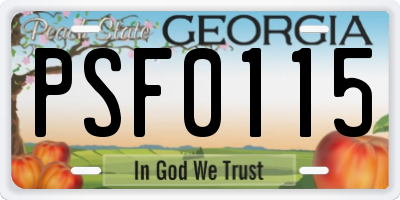 GA license plate PSF0115