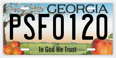 GA license plate PSF0120
