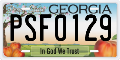 GA license plate PSF0129