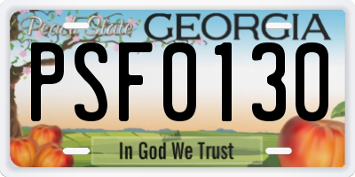 GA license plate PSF0130