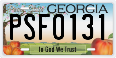 GA license plate PSF0131